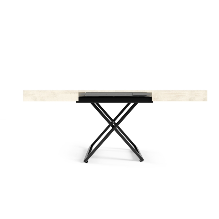 Ławostół SANTI 120x80 to stolik kawowy z regulacją wysokości i stół rozkładany do 200 cm white chromix