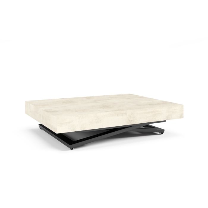 Ławostół SANTI 120x80 to stolik kawowy z regulacją wysokości i stół rozkładany do 200 cm white chromix