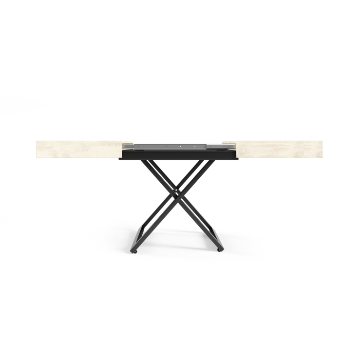 Ławostół SANTI 120x80 to stolik kawowy z regulacją wysokości i stół rozkładany do 200 cm white chromix
