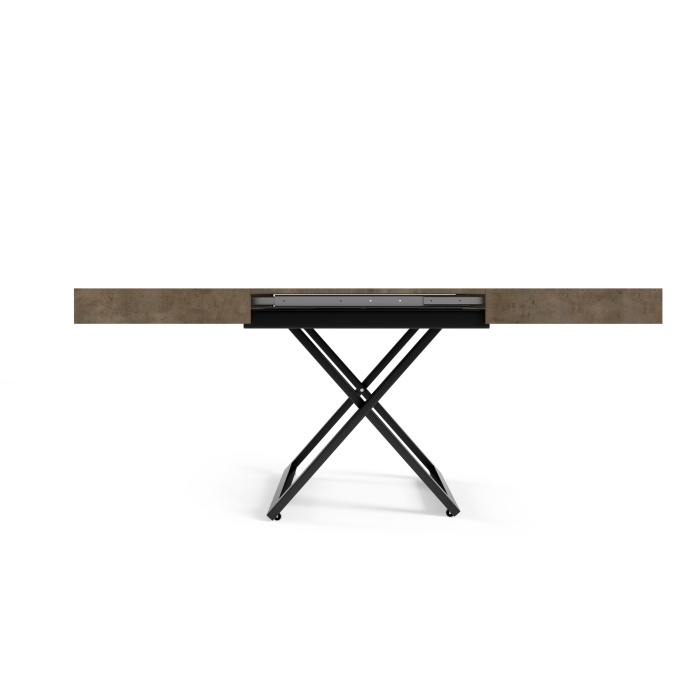 Ławostół SANTI 120x80 to stolik kawowy z regulacją wysokości i stół rozkładany do 200 cm dark grey chicago concrete