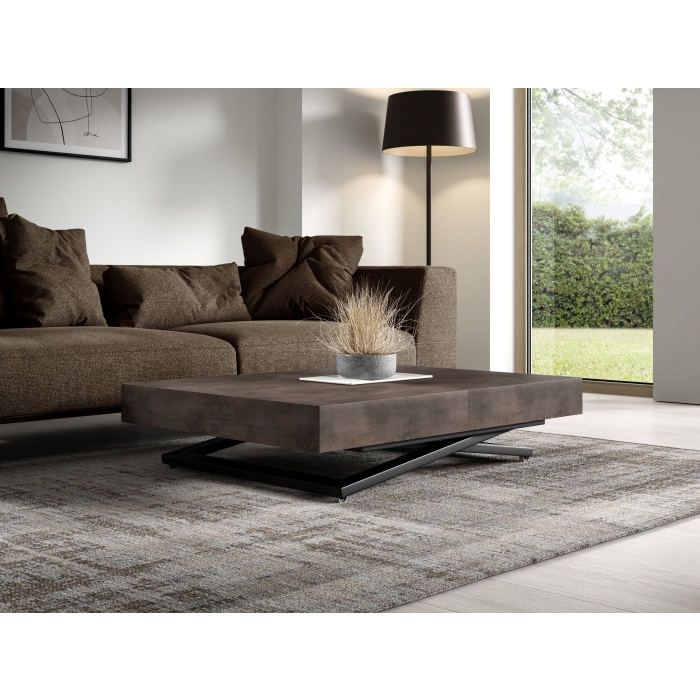 Ławostół SANTI 120x80 to stolik kawowy z regulacją wysokości i stół rozkładany do 200 cm dark grey chicago concrete