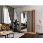 Szafa przesuwna ART 9 150 cm z lamelami w kolorze dąb craft złoty do sypialni, salonu, garderoby