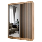 Szafa przesuwna ART 9 150 cm z lamelami w kolorze dąb craft złoty do sypialni, salonu, garderoby