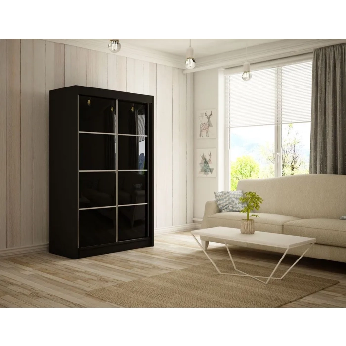 Szafa przesuwna Prima 120 cm z ozdobnymi szprosami garderoba