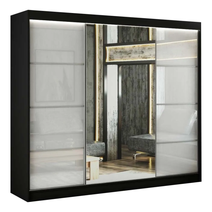 Szafa przesuwna Velvet III 250 cm z lustrem szprosami lacobelem do sypialni
