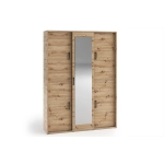 Garderoba HIT 150 cm 3-drzwiowa szafa z lustrem i wysuwanym wieszakiem dąb artisan