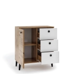 Komoda Cin 1 80 cm 1D3S dąb artisan białe wstawki